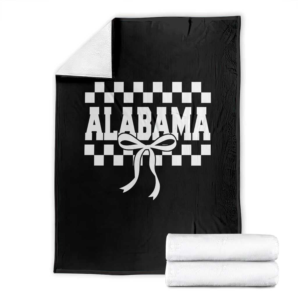 Alabama Fan Throw Blanket AL State Sport Coquette Bow Checkered Design Game Day