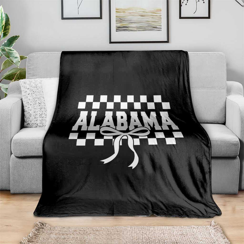 Alabama Fan Throw Blanket AL State Sport Coquette Bow Checkered Design Game Day