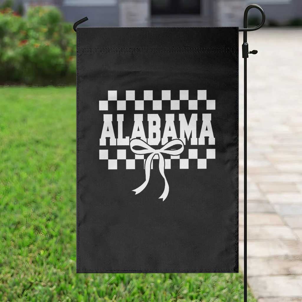 Alabama Fan Garden Flag AL State Sport Coquette Bow Checkered Design Game Day