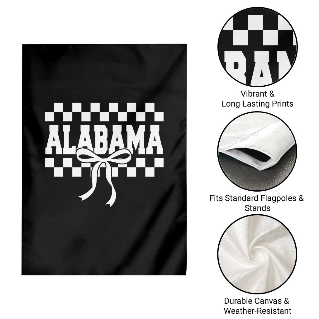 Alabama Fan Garden Flag AL State Sport Coquette Bow Checkered Design Game Day