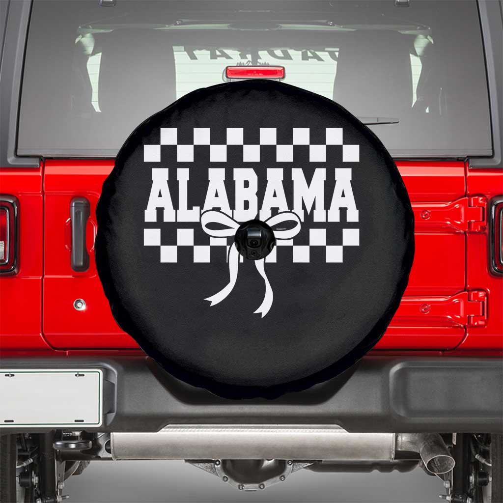 Alabama Fan Spare Tire Cover AL State Sport Coquette Bow Checkered Design Game Day