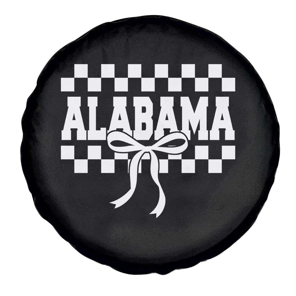 Alabama Fan Spare Tire Cover AL State Sport Coquette Bow Checkered Design Game Day