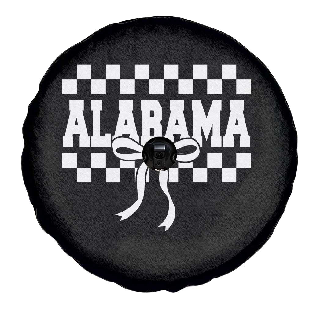 Alabama Fan Spare Tire Cover AL State Sport Coquette Bow Checkered Design Game Day