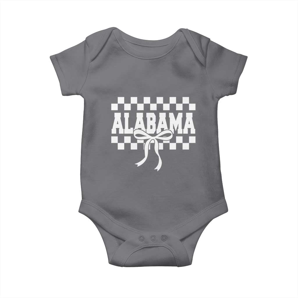 Alabama Fan Baby Onesie AL State Sport Coquette Bow Checkered Design Game Day