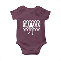Alabama Fan Baby Onesie AL State Sport Coquette Bow Checkered Design Game Day