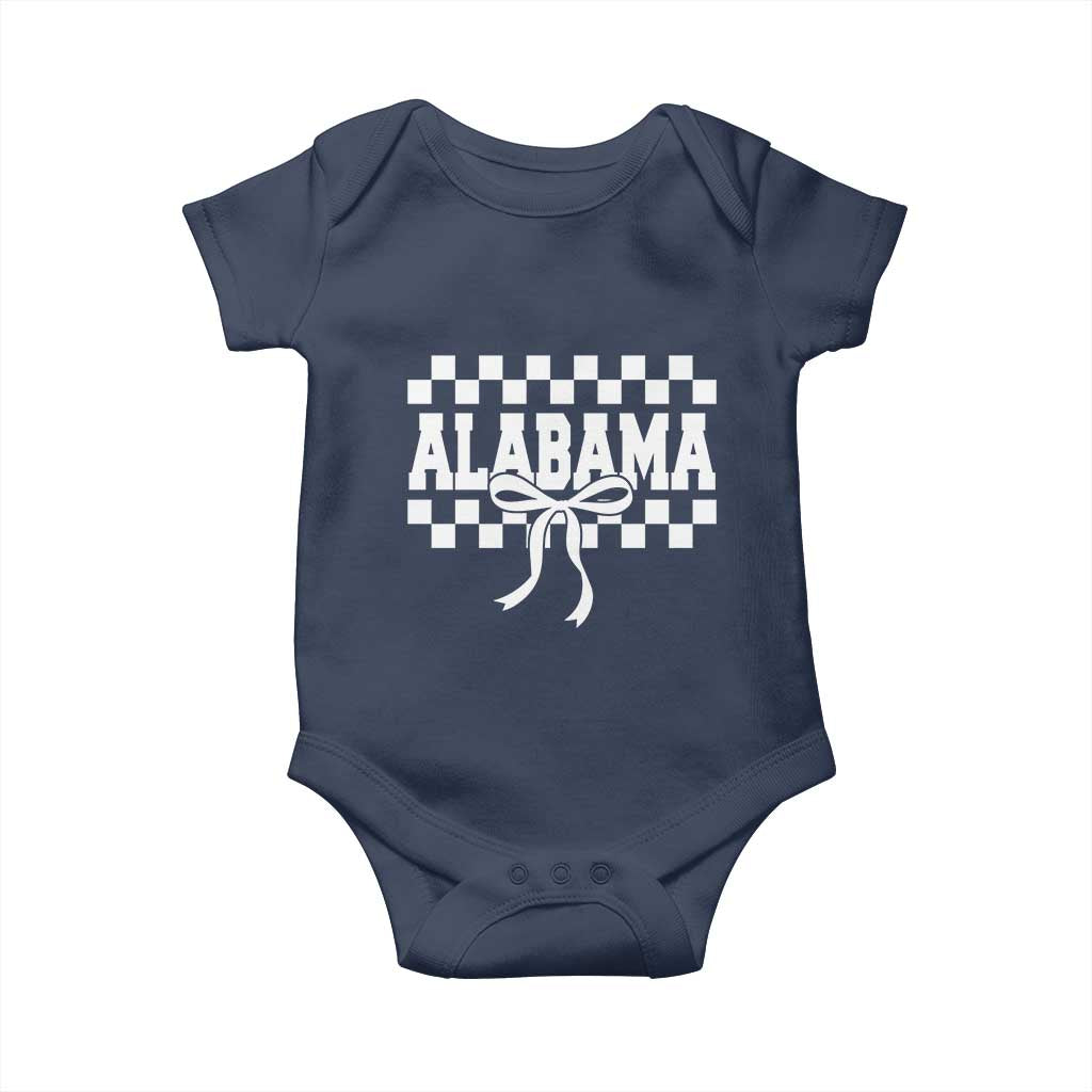 Alabama Fan Baby Onesie AL State Sport Coquette Bow Checkered Design Game Day
