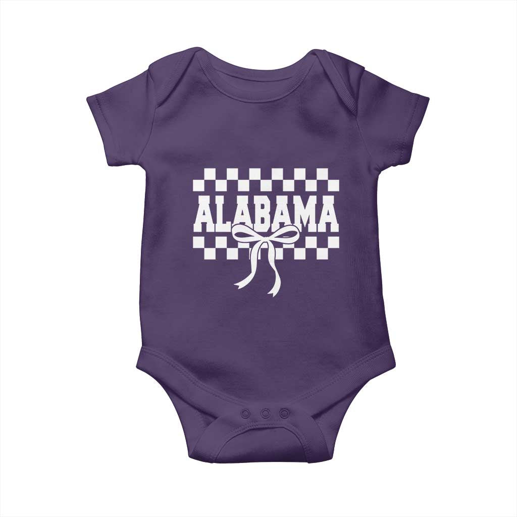 Alabama Fan Baby Onesie AL State Sport Coquette Bow Checkered Design Game Day