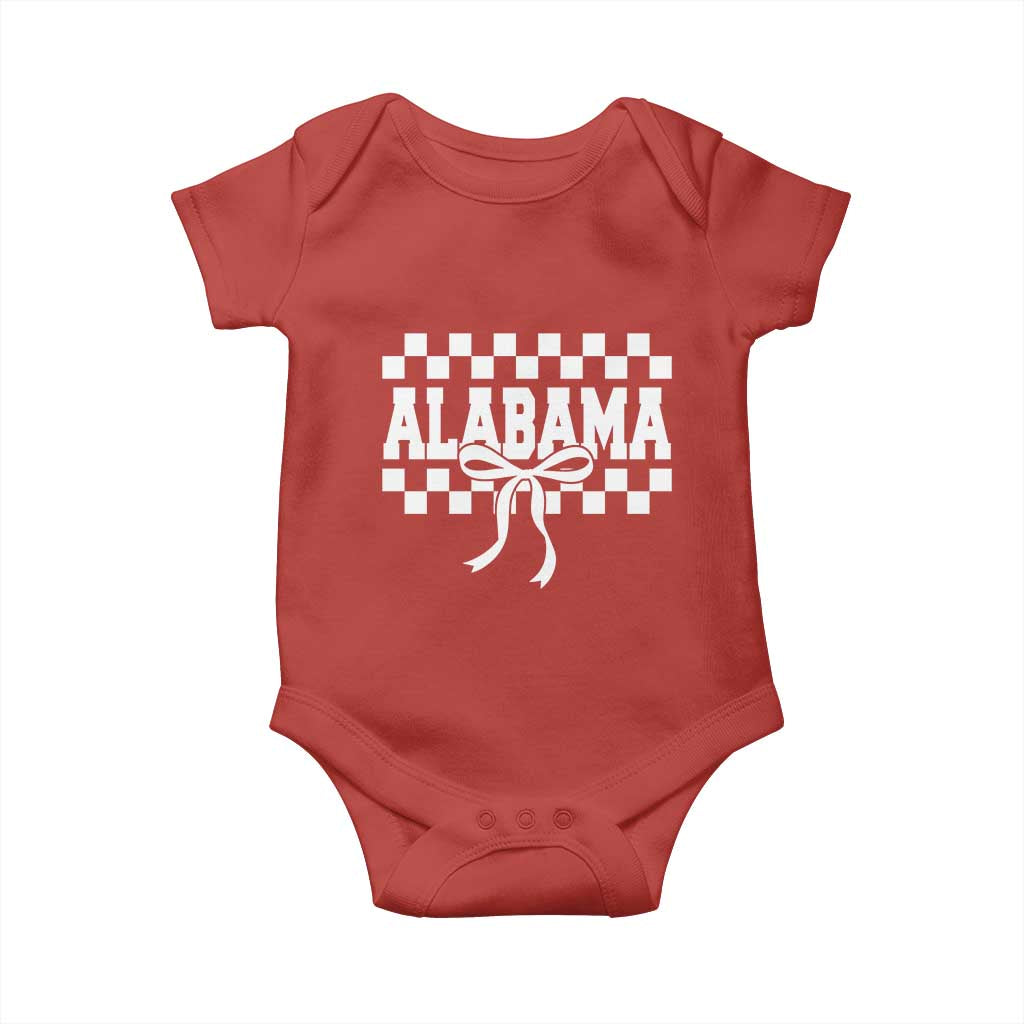 Alabama Fan Baby Onesie AL State Sport Coquette Bow Checkered Design Game Day