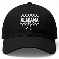 Alabama Fan Baseball Cap AL State Sport Coquette Bow Checkered Design Game Day