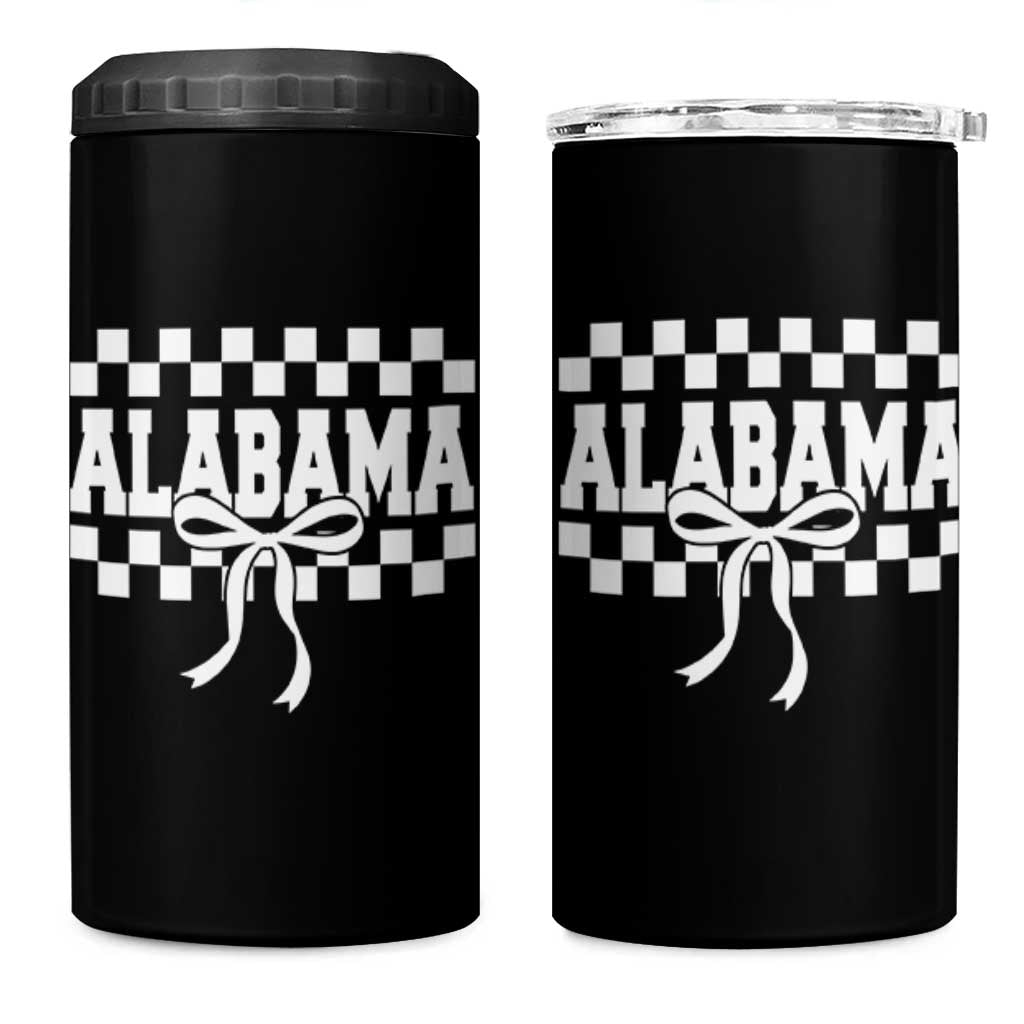 Alabama Fan 4 in 1 Can Cooler Tumbler AL State Sport Coquette Bow Checkered Design Game Day