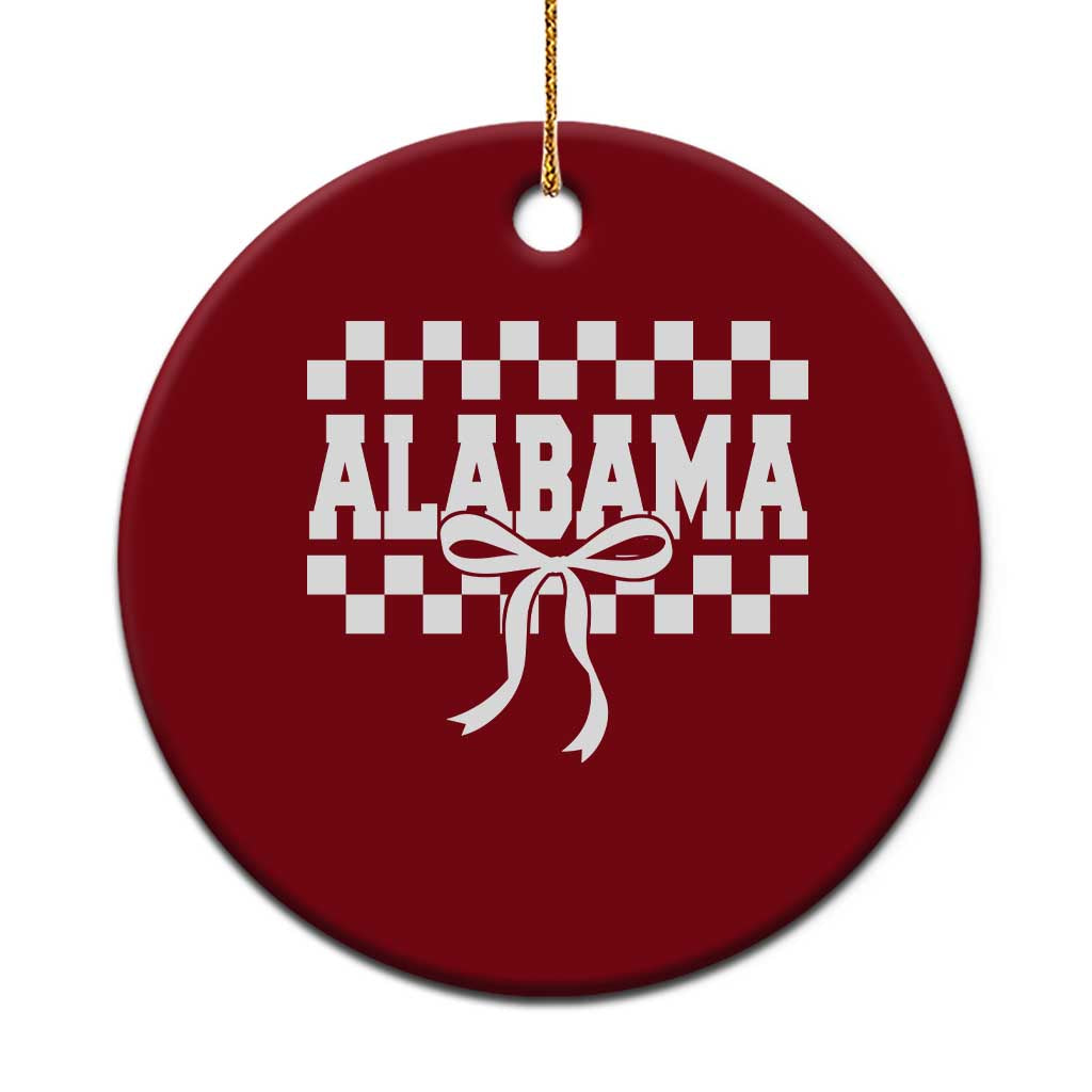 Alabama Fan Ceramic Ornament AL State Sport Coquette Bow Checkered Design Game Day