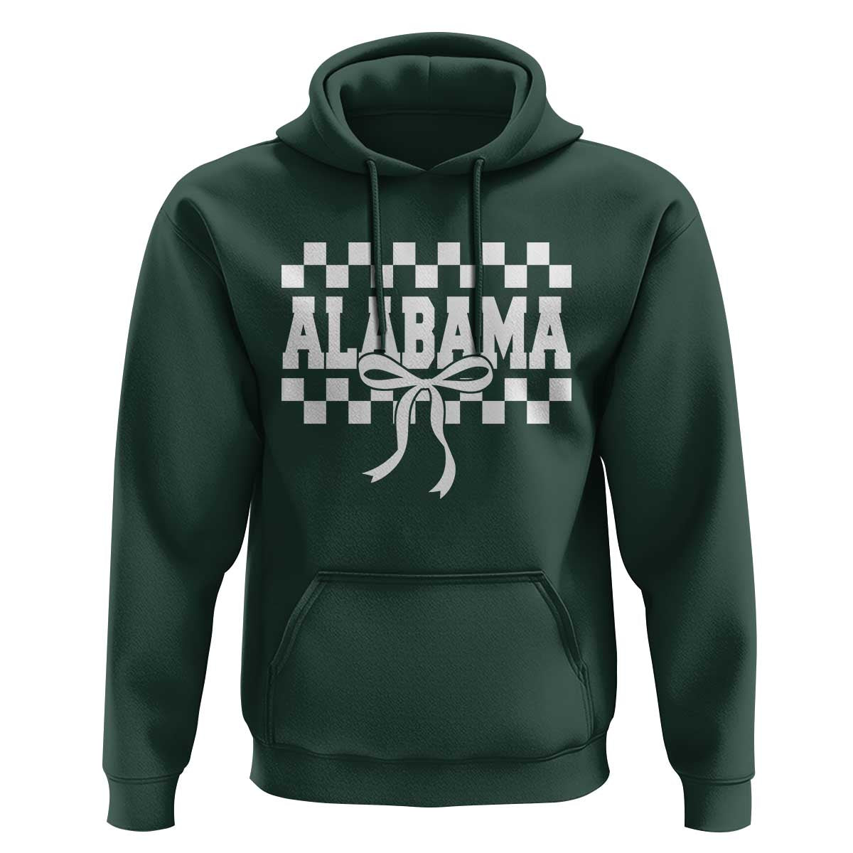 Alabama Fan Hoodie AL State Sport Coquette Bow Checkered Design Game Day