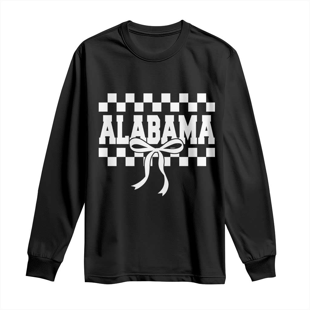 Alabama Fan Long Sleeve Shirt AL State Sport Coquette Bow Checkered Design Game Day