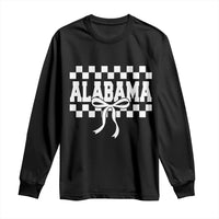 Alabama Fan Long Sleeve Shirt AL State Sport Coquette Bow Checkered Design Game Day