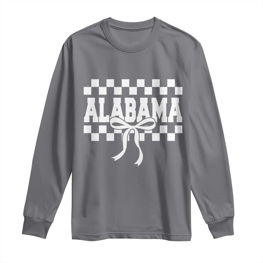 Alabama Fan Long Sleeve Shirt AL State Sport Coquette Bow Checkered Design Game Day