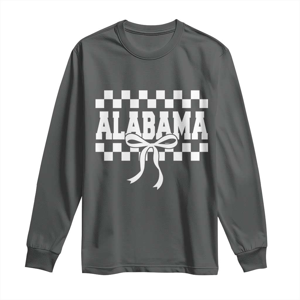 Alabama Fan Long Sleeve Shirt AL State Sport Coquette Bow Checkered Design Game Day