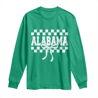 Alabama Fan Long Sleeve Shirt AL State Sport Coquette Bow Checkered Design Game Day