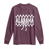 Alabama Fan Long Sleeve Shirt AL State Sport Coquette Bow Checkered Design Game Day