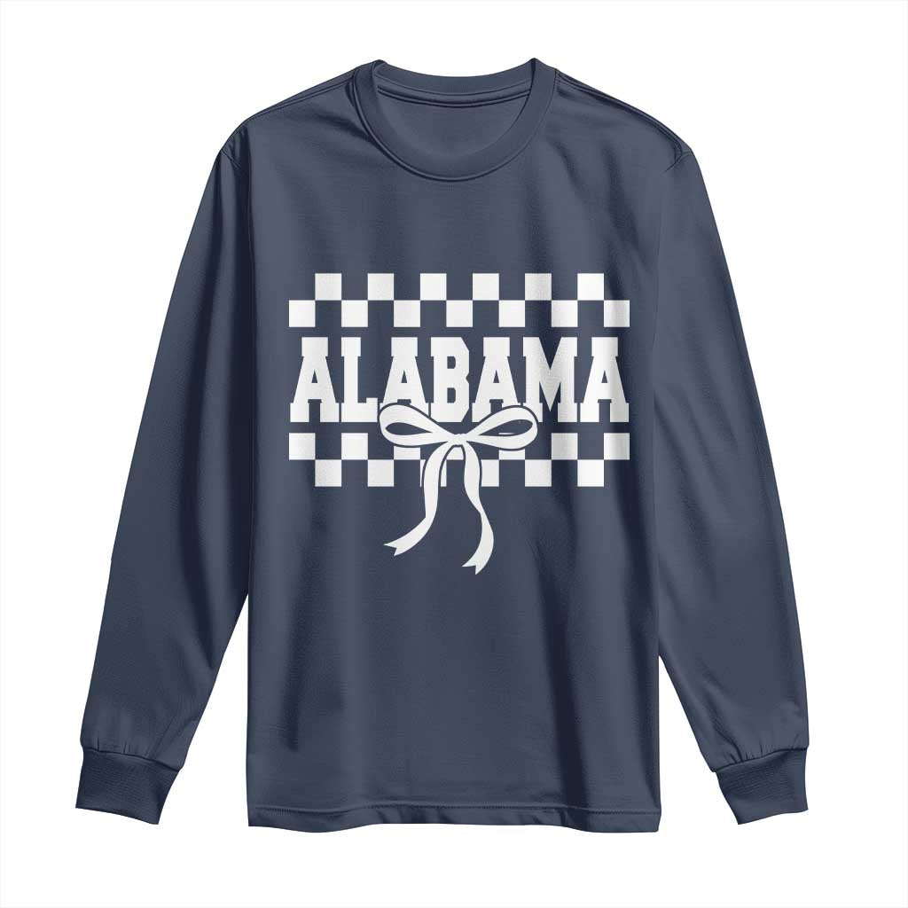 Alabama Fan Long Sleeve Shirt AL State Sport Coquette Bow Checkered Design Game Day