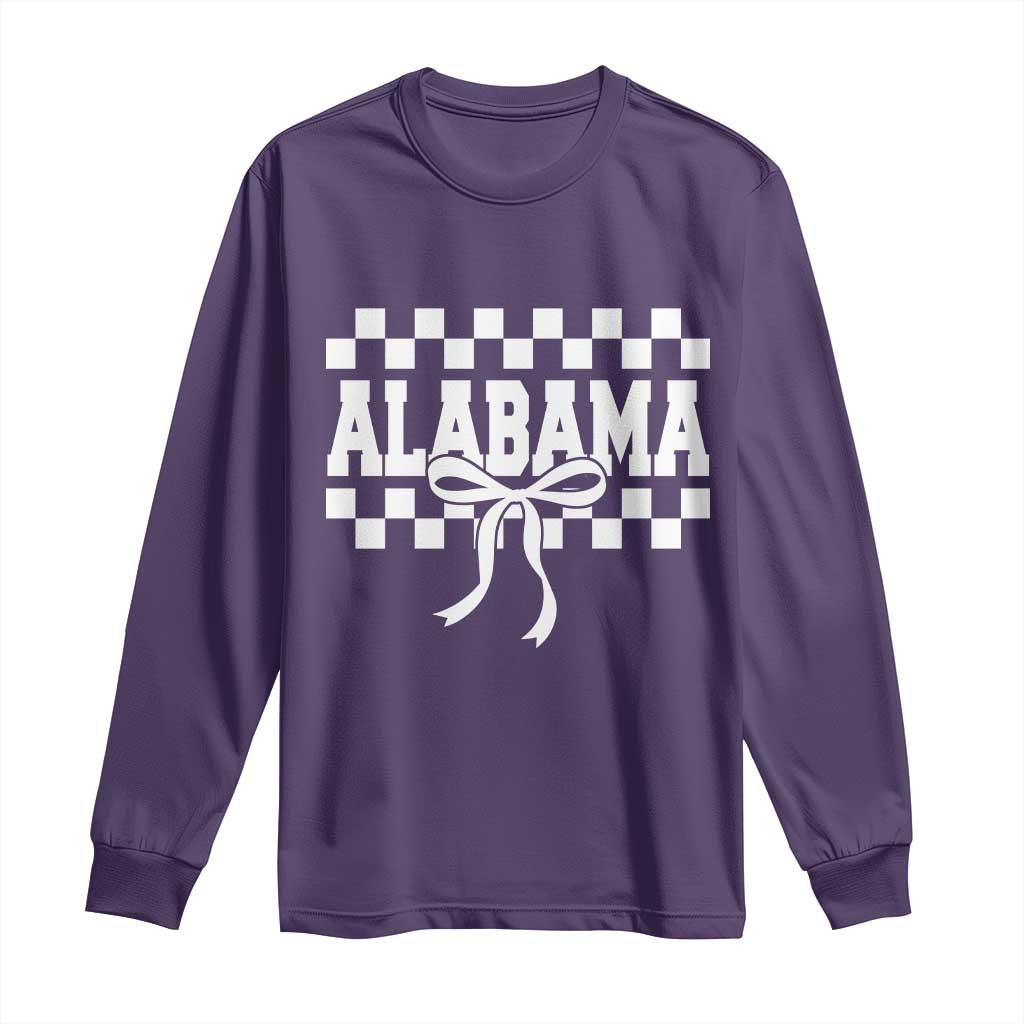 Alabama Fan Long Sleeve Shirt AL State Sport Coquette Bow Checkered Design Game Day