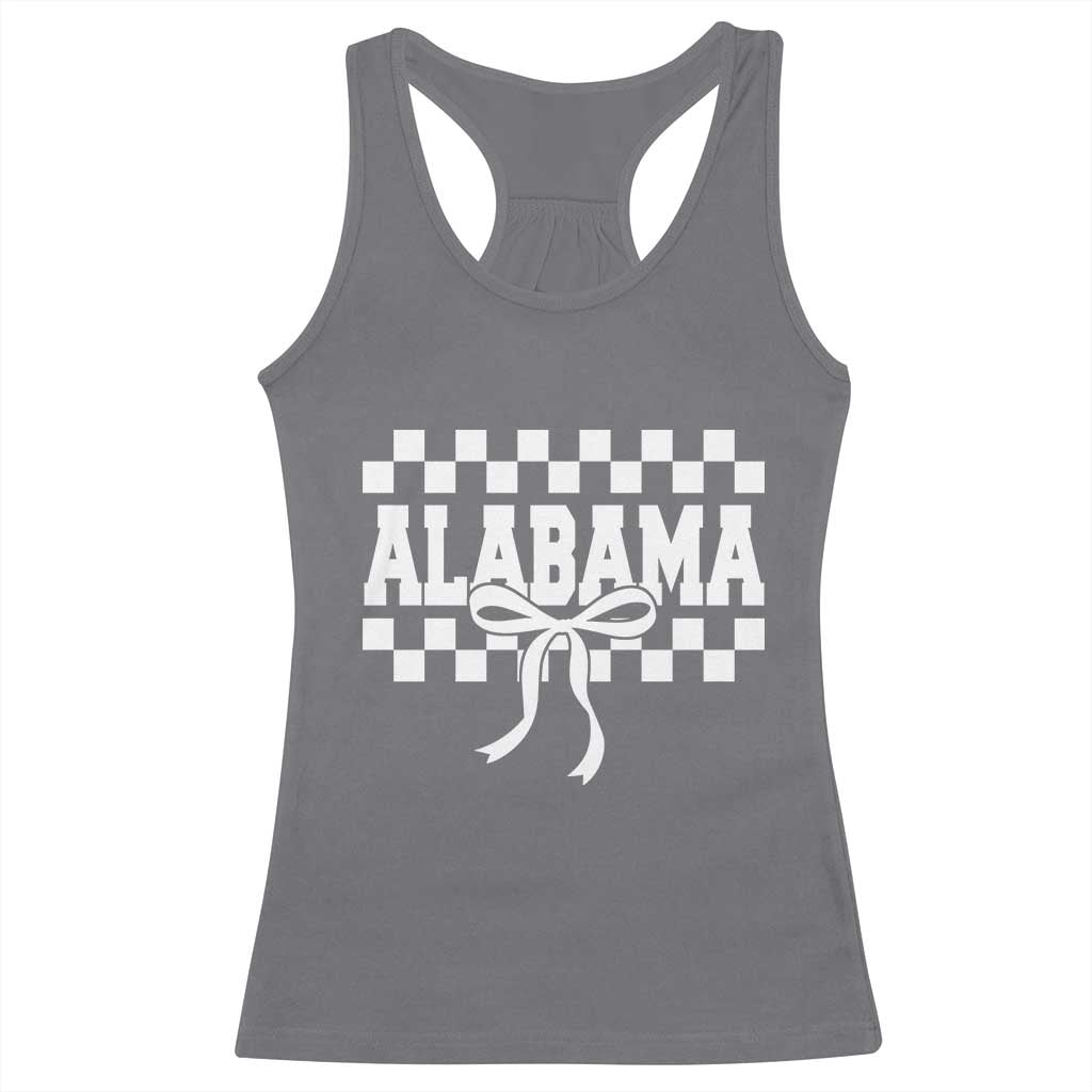 Alabama Fan Racerback Tank Top AL State Sport Coquette Bow Checkered Design Game Day