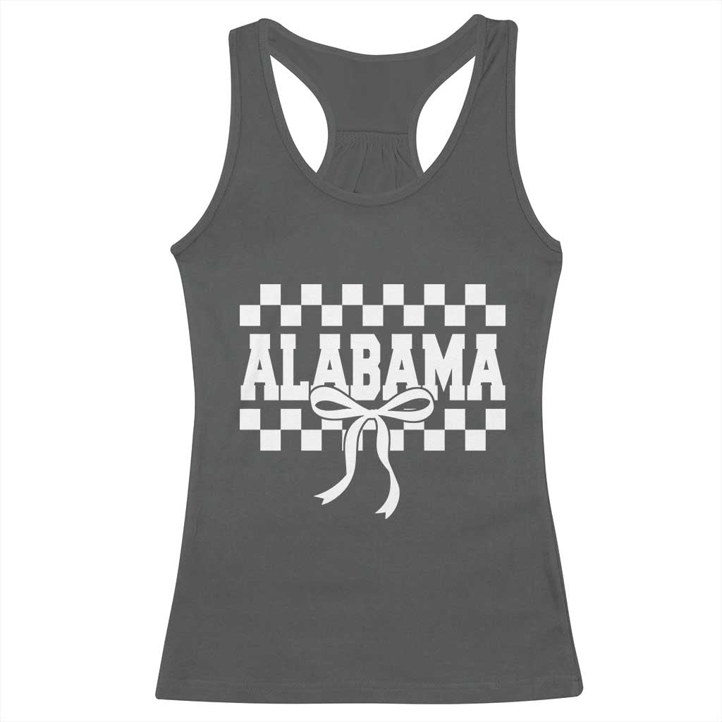 Alabama Fan Racerback Tank Top AL State Sport Coquette Bow Checkered Design Game Day