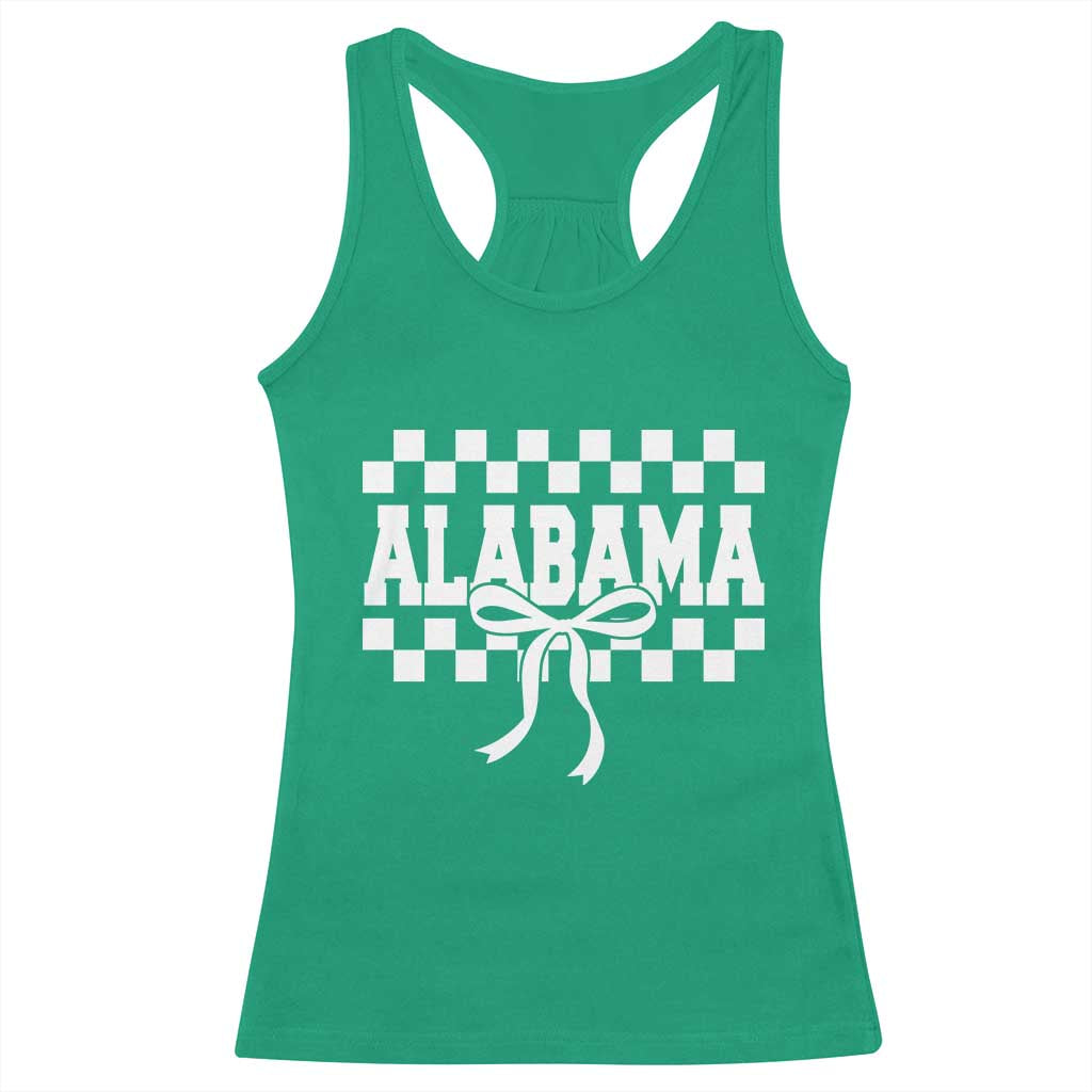 Alabama Fan Racerback Tank Top AL State Sport Coquette Bow Checkered Design Game Day