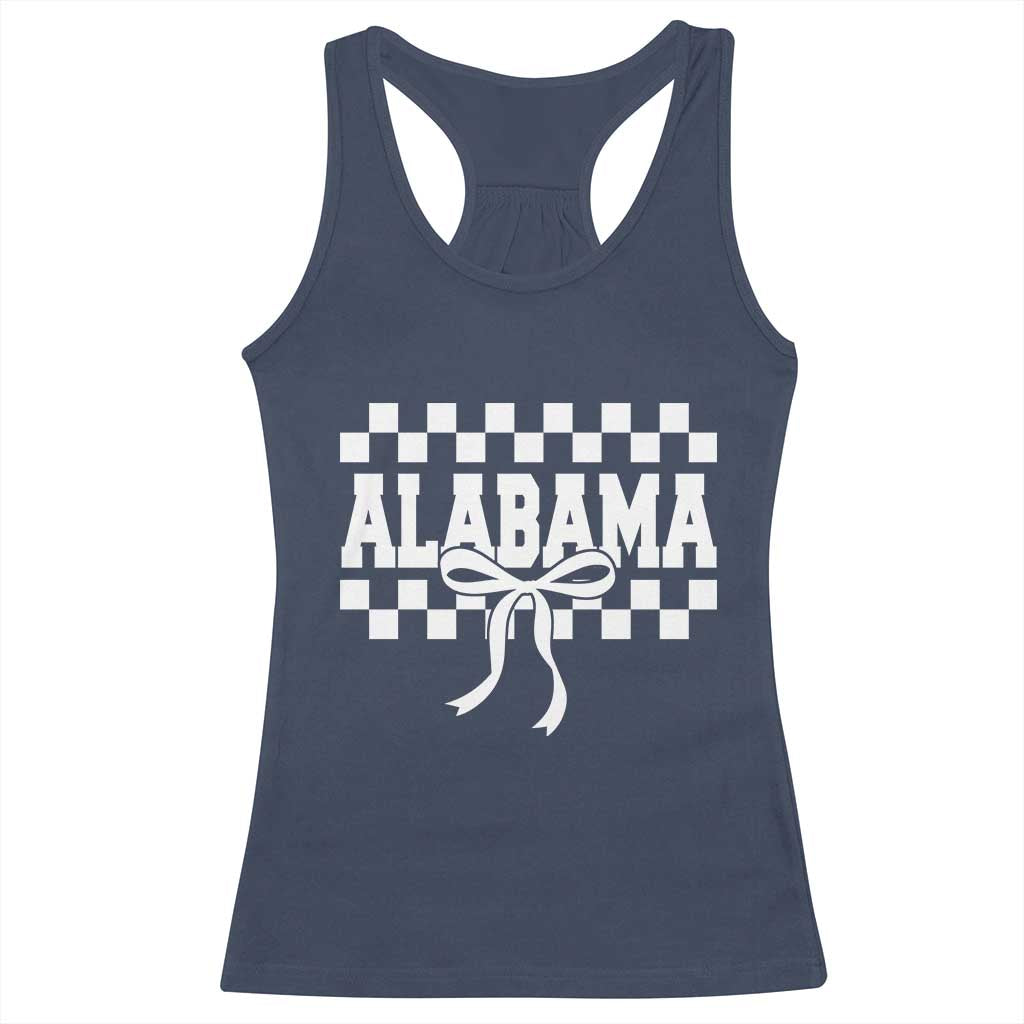 Alabama Fan Racerback Tank Top AL State Sport Coquette Bow Checkered Design Game Day