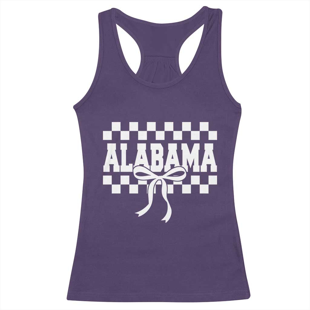 Alabama Fan Racerback Tank Top AL State Sport Coquette Bow Checkered Design Game Day