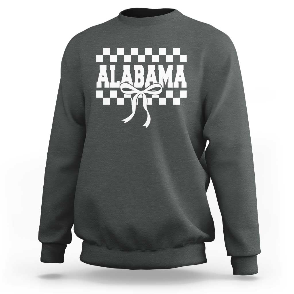 Alabama Fan Sweatshirt AL State Sport Coquette Bow Checkered Design Game Day