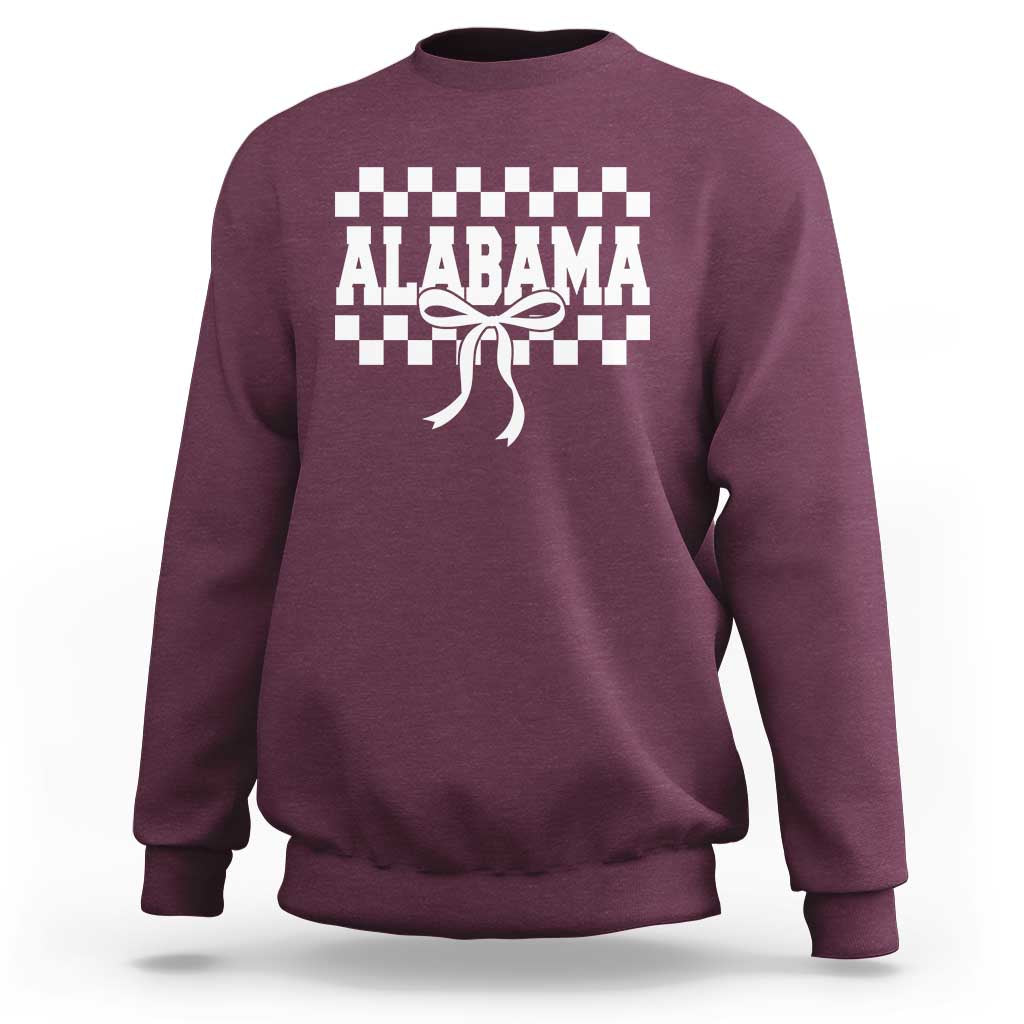 Alabama Fan Sweatshirt AL State Sport Coquette Bow Checkered Design Game Day