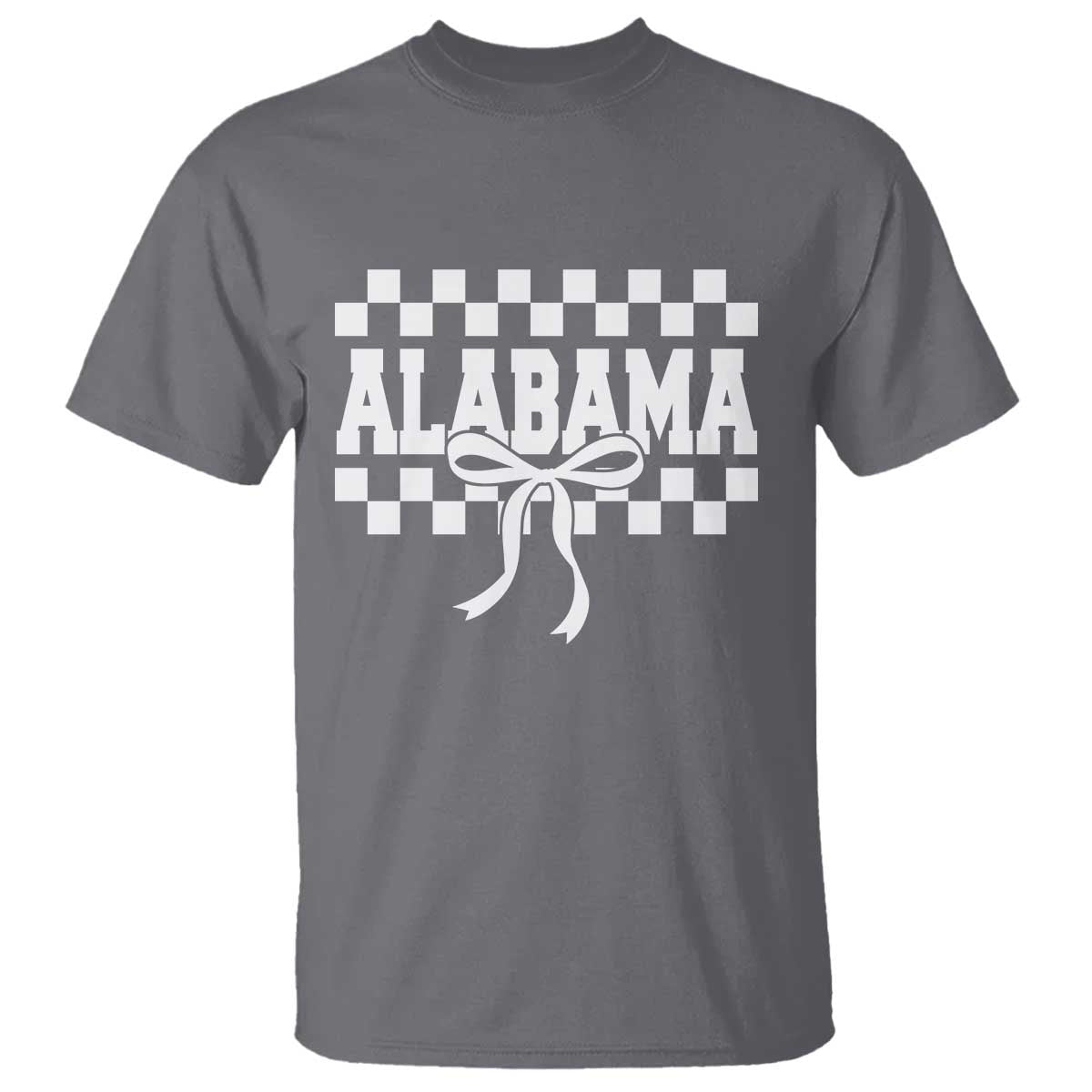 Alabama Fan T Shirt AL State Sport Coquette Bow Checkered Design Game Day