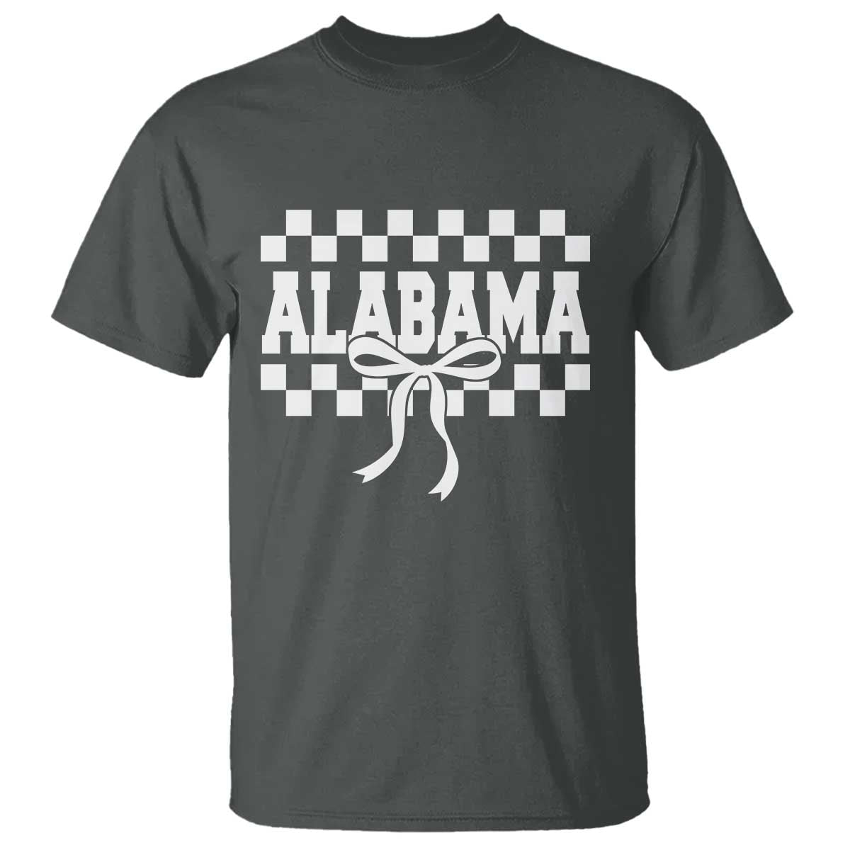 Alabama Fan T Shirt AL State Sport Coquette Bow Checkered Design Game Day