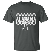 Alabama Fan T Shirt AL State Sport Coquette Bow Checkered Design Game Day