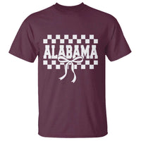 Alabama Fan T Shirt AL State Sport Coquette Bow Checkered Design Game Day