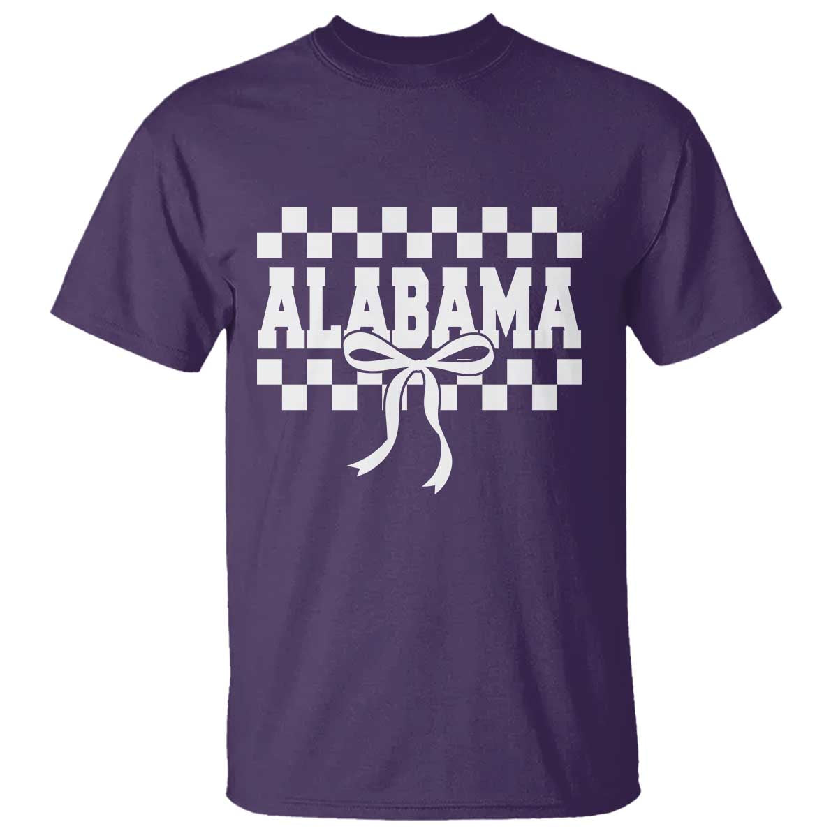 Alabama Fan T Shirt AL State Sport Coquette Bow Checkered Design Game Day