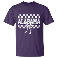 Alabama Fan T Shirt AL State Sport Coquette Bow Checkered Design Game Day