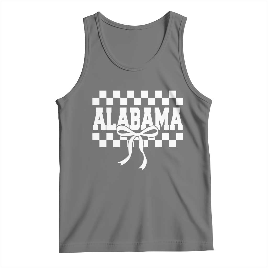 Alabama Fan Tank Top AL State Sport Coquette Bow Checkered Design Game Day