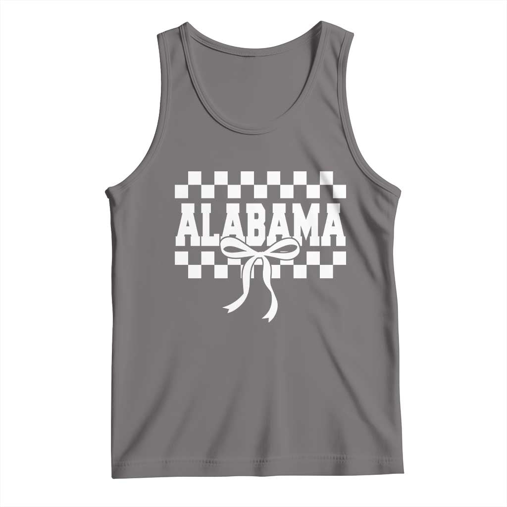 Alabama Fan Tank Top AL State Sport Coquette Bow Checkered Design Game Day