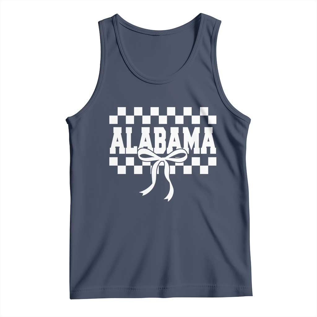 Alabama Fan Tank Top AL State Sport Coquette Bow Checkered Design Game Day