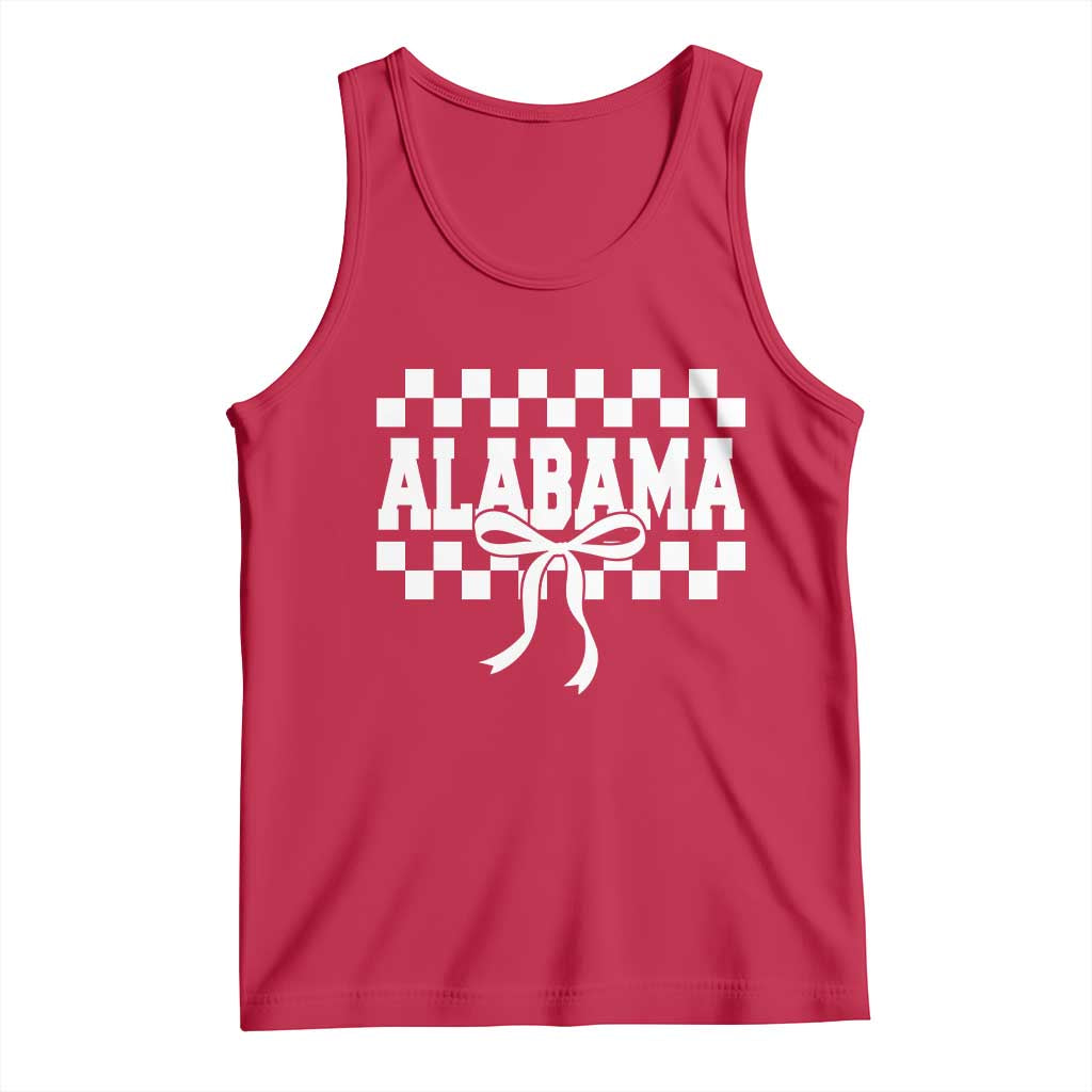 Alabama Fan Tank Top AL State Sport Coquette Bow Checkered Design Game Day