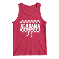 Alabama Fan Tank Top AL State Sport Coquette Bow Checkered Design Game Day
