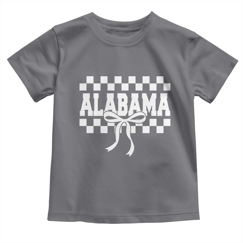 Alabama Fan Toddler T Shirt AL State Sport Coquette Bow Checkered Design Game Day