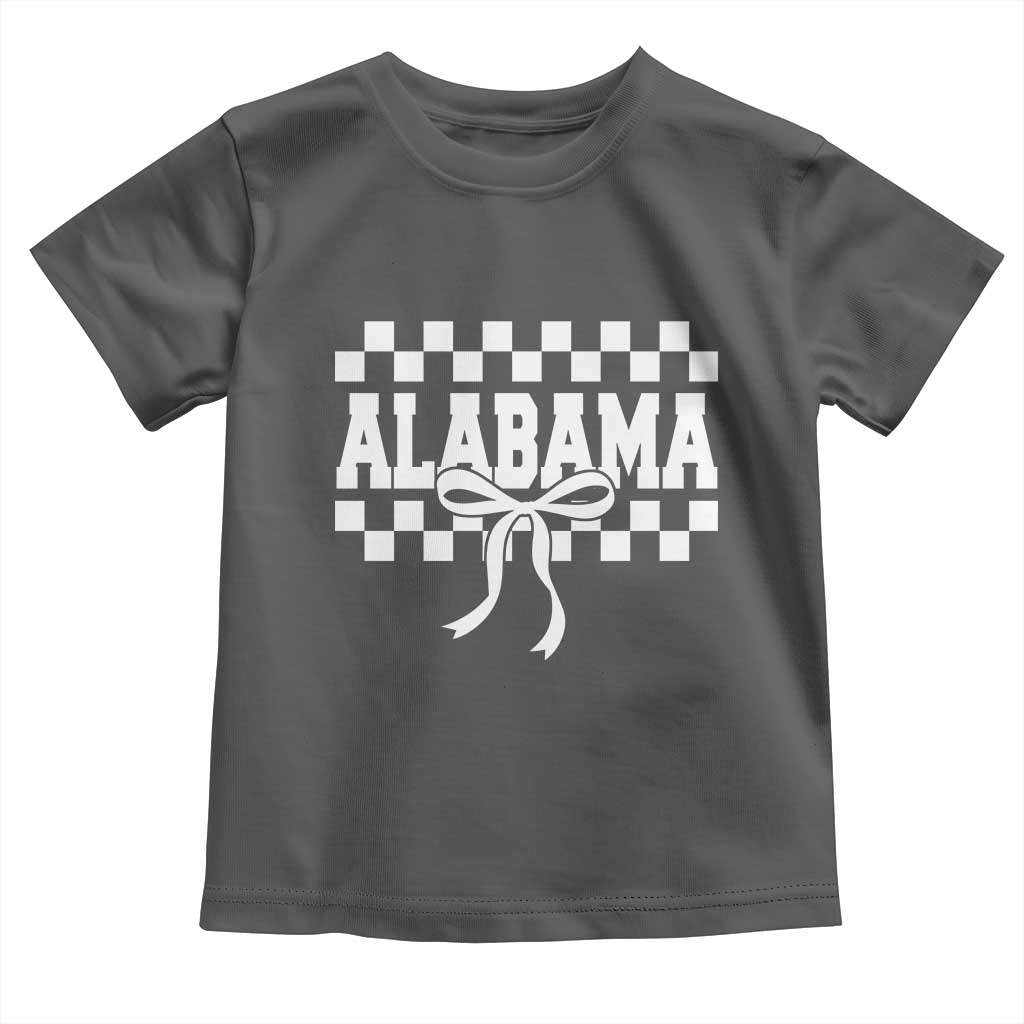 Alabama Fan Toddler T Shirt AL State Sport Coquette Bow Checkered Design Game Day
