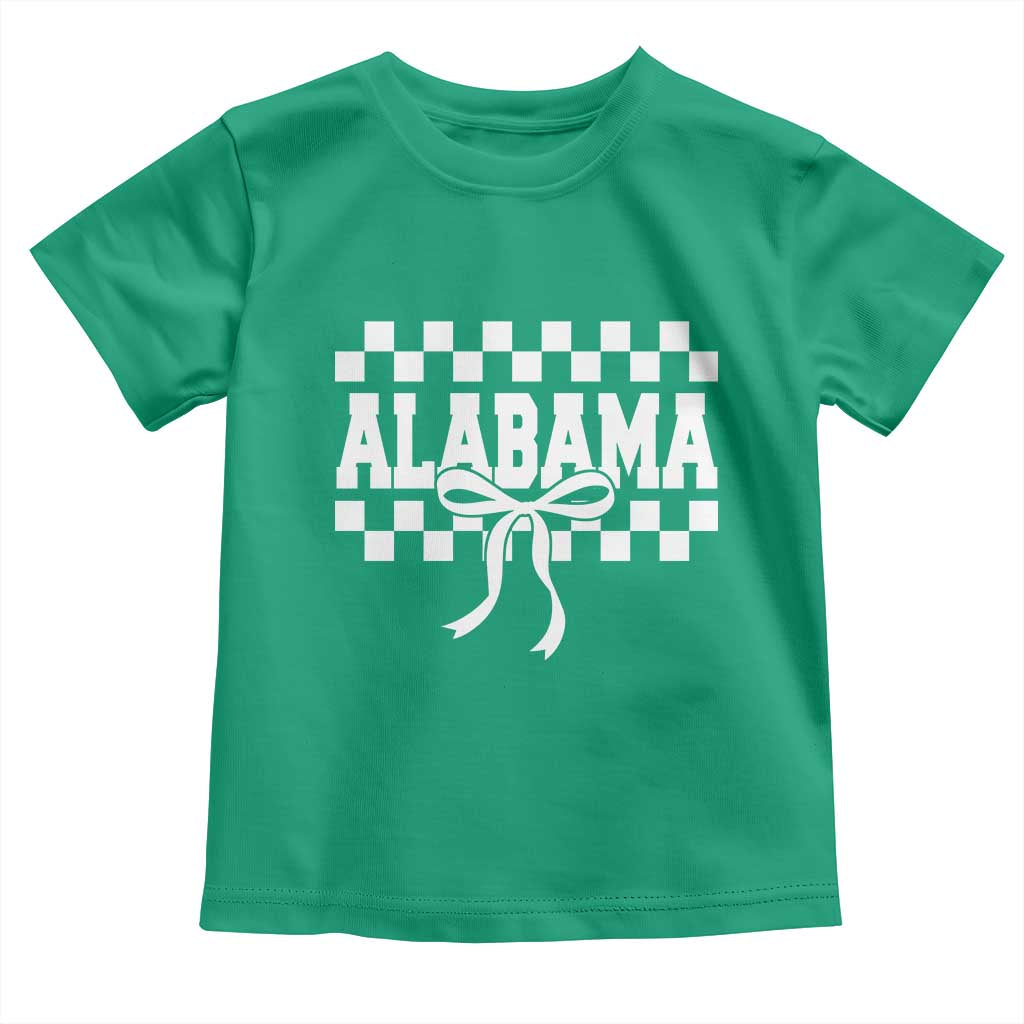 Alabama Fan Toddler T Shirt AL State Sport Coquette Bow Checkered Design Game Day