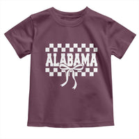 Alabama Fan Toddler T Shirt AL State Sport Coquette Bow Checkered Design Game Day