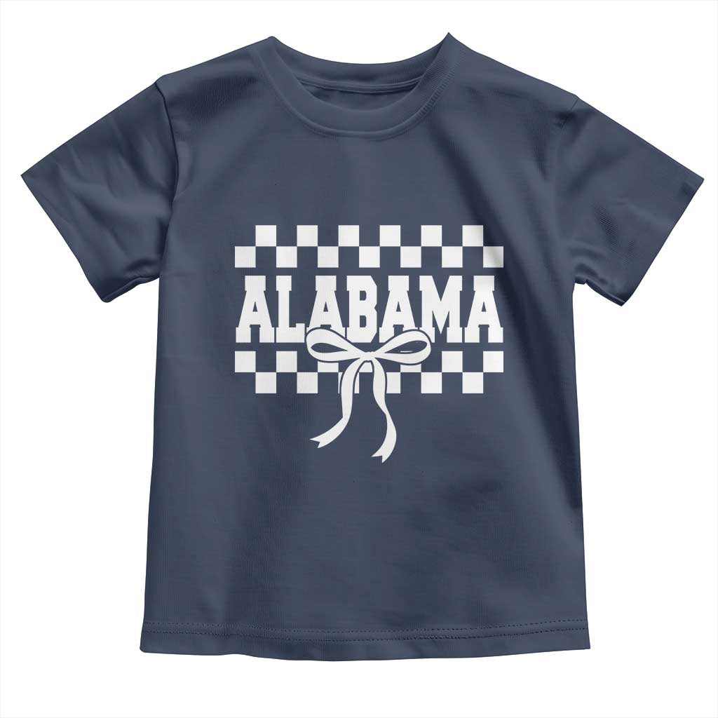 Alabama Fan Toddler T Shirt AL State Sport Coquette Bow Checkered Design Game Day