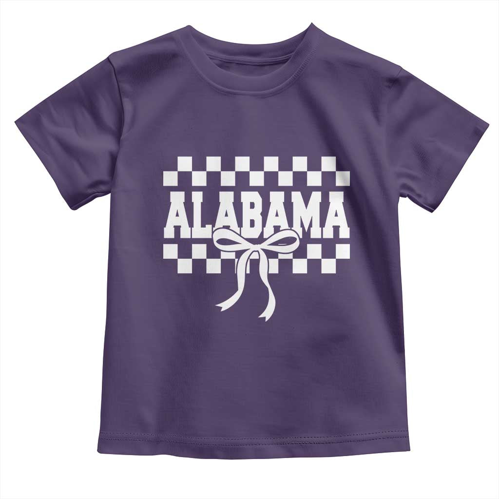 Alabama Fan Toddler T Shirt AL State Sport Coquette Bow Checkered Design Game Day