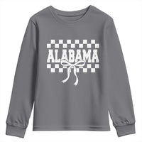 Alabama Fan Youth Sweatshirt AL State Sport Coquette Bow Checkered Design Game Day