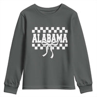 Alabama Fan Youth Sweatshirt AL State Sport Coquette Bow Checkered Design Game Day